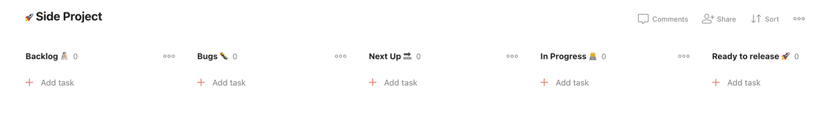 Example of Todoist Sections Side Project